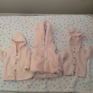 Baby girl fall winter sweater lot of 3 New 3-6 M pink  new without tags